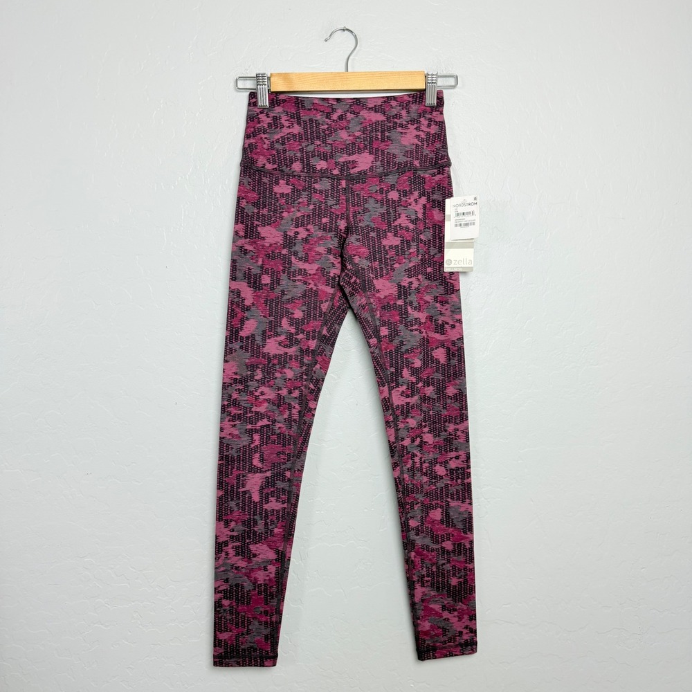 Zella Wellness Womens Pink Bright Camo Jacquard Leggings XS NR486858MI